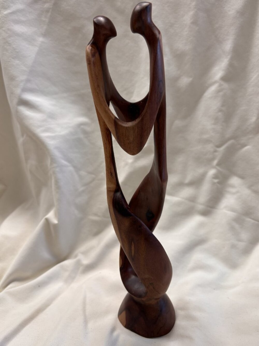 Hand Carved Abstract Wood Sculpture Intertwined Figures Mid Century Modern Decor - Picture 5 of 7